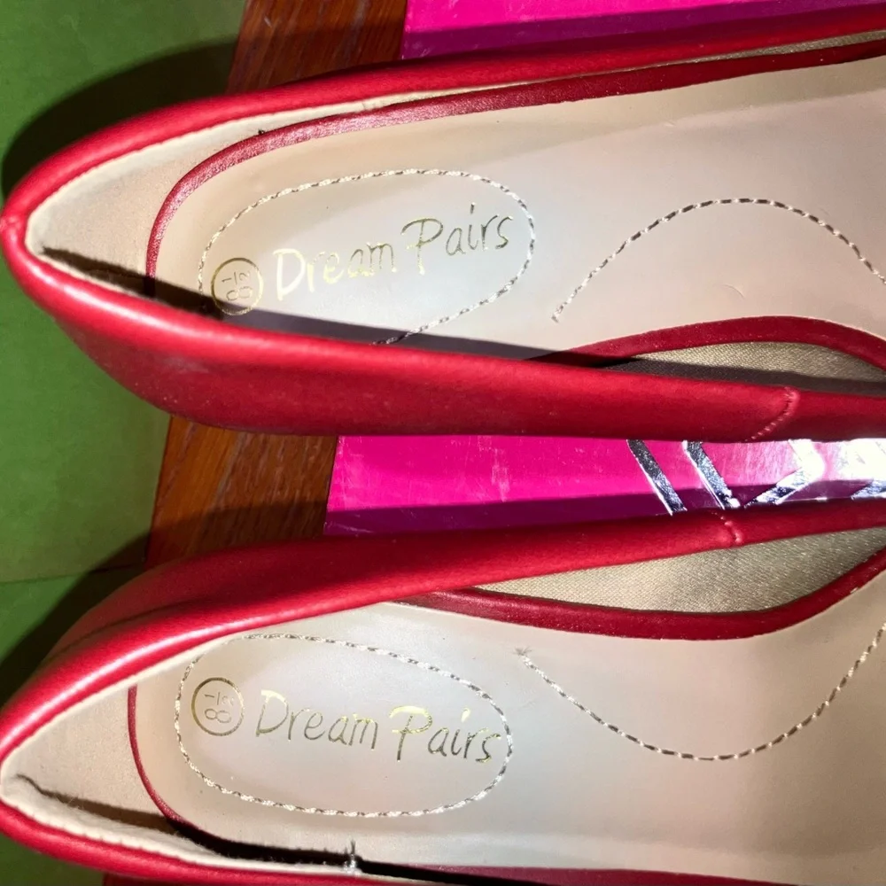 EUC Dream Pairs Open Toe Red Pumps City-OT  3.5” Heel size 8.5 worn once w/box - Picture 6 of 10